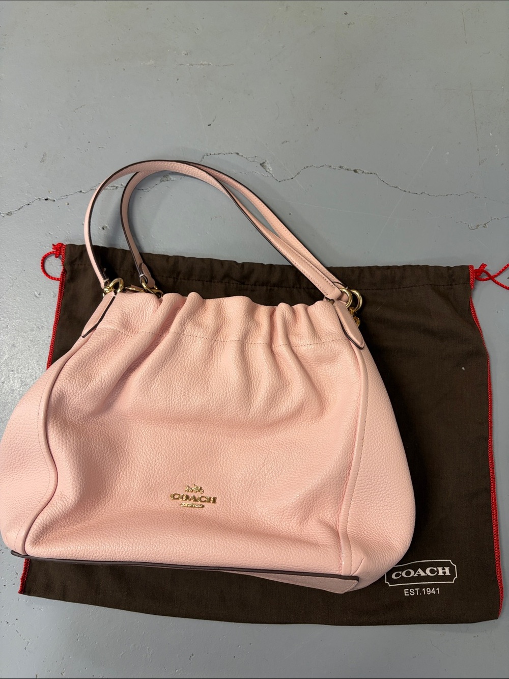 Coach Pebbled Leather Shoulder Bag in Pale Pink